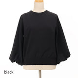 バルーン袖異素材使いニット