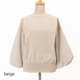 バルーン袖異素材使いニット