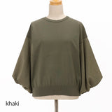 バルーン袖異素材使いニット