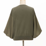 バルーン袖異素材使いニット