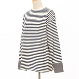 袖口布帛ボーダーロングTシャツ