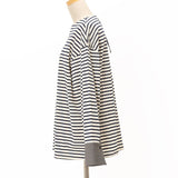 袖口布帛ボーダーロングTシャツ