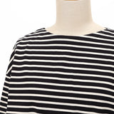 袖口布帛ボーダーロングTシャツ