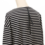 袖口布帛ボーダーロングTシャツ