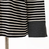 袖口布帛ボーダーロングTシャツ