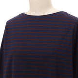 袖口布帛ボーダーロングTシャツ