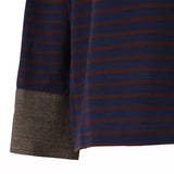 袖口布帛ボーダーロングTシャツ