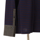 袖口布帛ボーダーロングTシャツ