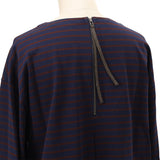 袖口布帛ボーダーロングTシャツ