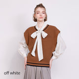 シアーストライプボウタイブラウス