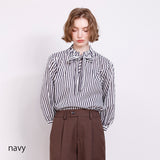 サッカーストライプボウタイブラウス