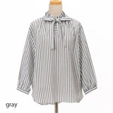 サッカーストライプボウタイブラウス