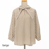 サッカーストライプボウタイブラウス