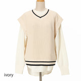 7G畦ライン入りVネックベスト