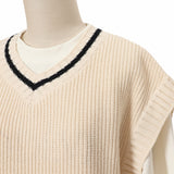 7G畦ライン入りVネックベスト