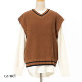 7G畦ライン入りVネックベスト