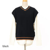 7G畦ライン入りVネックベスト