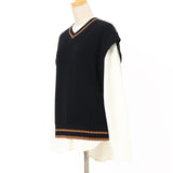 7G畦ライン入りVネックベスト