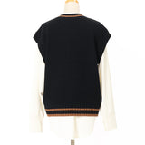 7G畦ライン入りVネックベスト