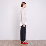 ラメ混メッシュニットプルオーバー