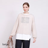 ラメ混メッシュニットプルオーバー