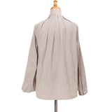 ストライプタックネックブラウス