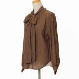 シアーストライプボウタイブラウス