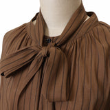 シアーストライプボウタイブラウス