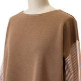 ストライプ切替フリル袖ニット