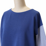 ストライプ切替フリル袖ニット