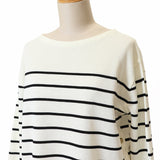 ボーダーミラノ脇釦ニット