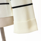 ボーダーミラノ脇釦ニット