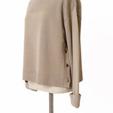 ボーダーミラノ脇釦ニット