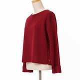 ボーダーミラノ脇釦ニット