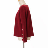 ボーダーミラノ脇釦ニット