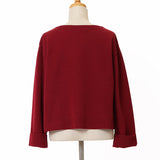 ボーダーミラノ脇釦ニット