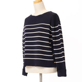 ボーダーミラノ脇釦ニット