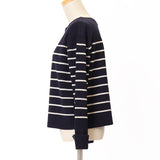 ボーダーミラノ脇釦ニット