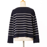 ボーダーミラノ脇釦ニット