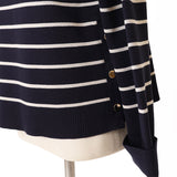 ボーダーミラノ脇釦ニット