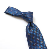 ブロックチェック×フラワー小紋ネクタイ【Made in Italy】