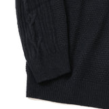 7Gポップコーン袖アラン柄クルーニット