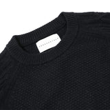 7Gポップコーン袖アラン柄クルーニット