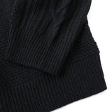 7Gポップコーン袖アラン柄クルーニット