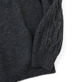 7Gポップコーン袖アラン柄クルーニット