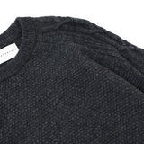 7Gポップコーン袖アラン柄クルーニット