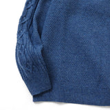 7Gポップコーン袖アラン柄クルーニット