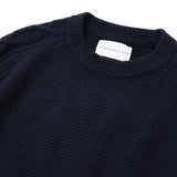 7Gポップコーン袖アラン柄クルーニット