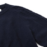 7Gポップコーン袖アラン柄クルーニット