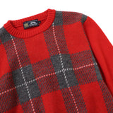 gim 8G英国羊毛チェッククルーニット【Made in Japan】